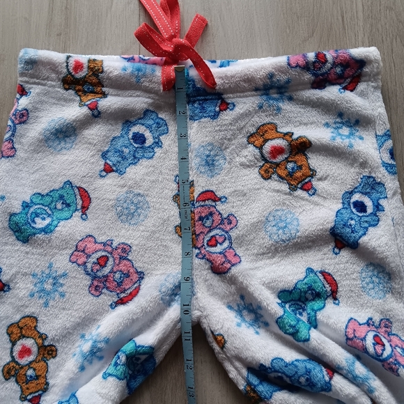 NEW Care Bears Christmas Fleece Pajama Pants Drawstring White Pink Blue Medium - Picture 5 of 12